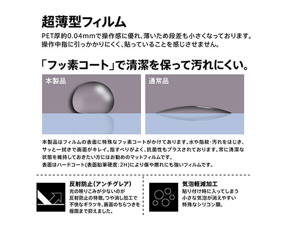 AQUOS sense3/AQUOS sense3 lite用液晶保護ﾌｨﾙﾑ さらさらﾀｯﾁ 薄型 指紋 反射防止 3
