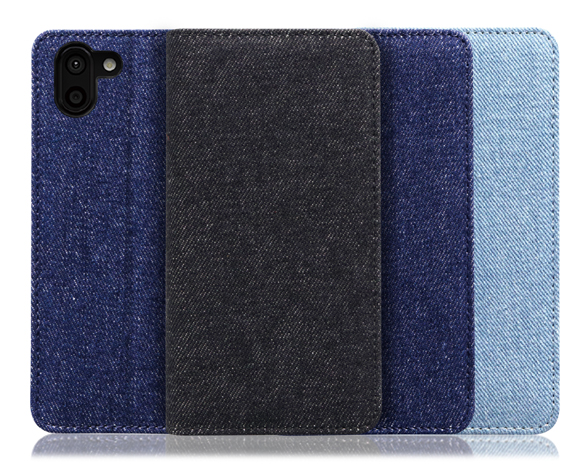 「Denim Series」AQUOS R2用 丈夫なデニム素材 手帳型スマホケース