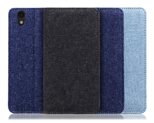 「Denim Series」AQUOS sense/basic/sense lite用 丈夫なデニム素材 手帳型スマホケース