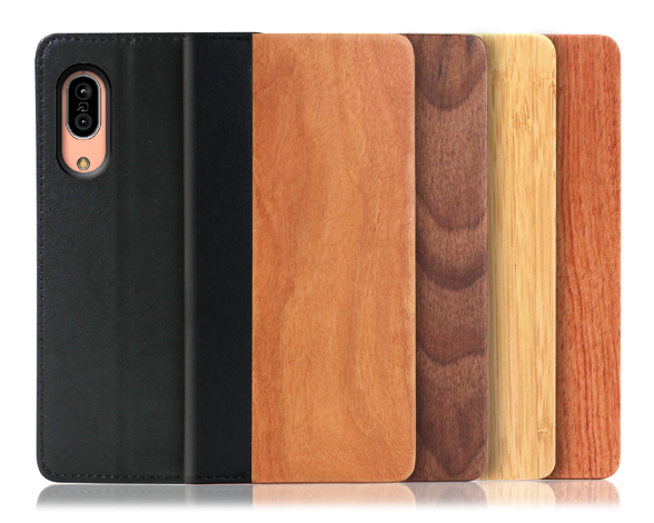 「Nature Series」AQUOS sense3/sense3 lite/sense3 basic用 天然木使用 名入れ・柄入れ対応 手帳型スマホケース