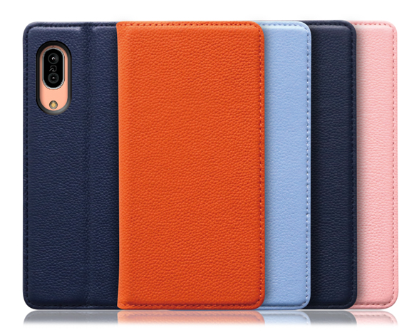 「Pastel Series」AQUOS sense3/sense3 lite/sense3 basic用 本革なのにお手入れ不要 手帳型スマホケース