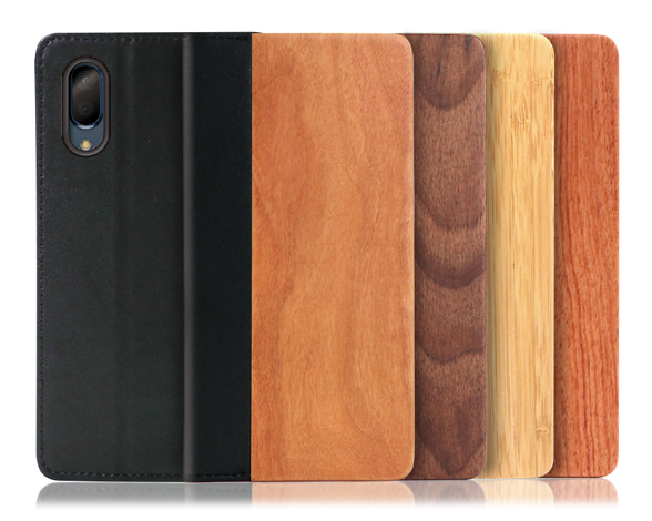 「Nature Series」AQUOS sense3 plus用 天然木使用 名入れ・柄入れ対応 手帳型スマホケース