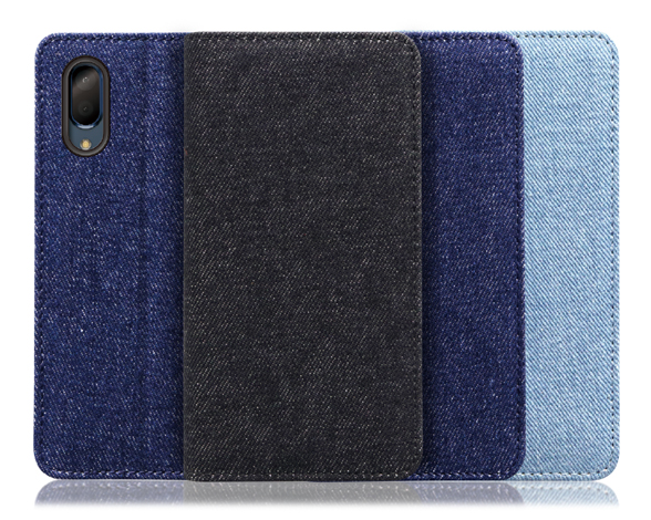 「Denim Series」AQUOS sense3 plus用 丈夫なデニム素材 手帳型スマホケース