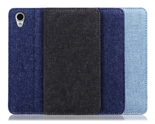 「Denim Series」AQUOS sense plus用 丈夫なデニム素材 手帳型スマホケース