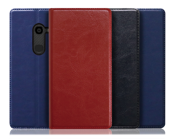 「Solid Series」AQUOS zero用 革の個性を楽しむ 硬質本革仕様 手帳型スマホケース