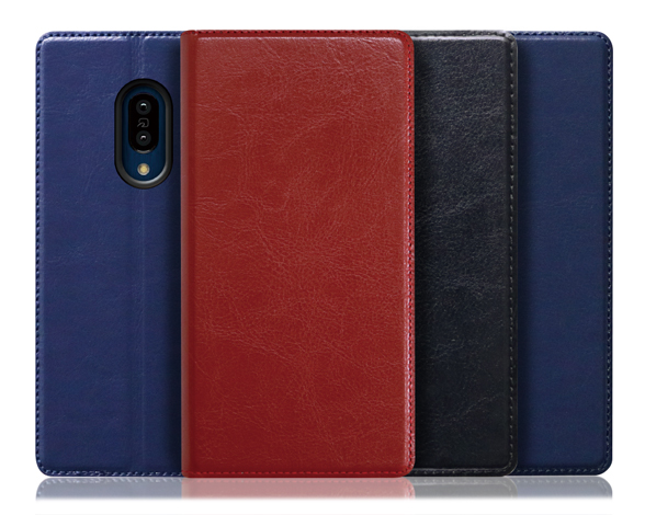 「Solid Series」AQUOS zero2用 革の個性を楽しむ 硬質本革仕様 手帳型スマホケース