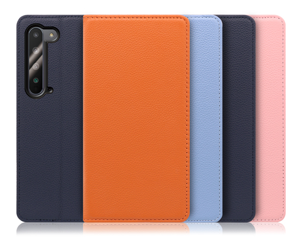 「Pastel Series」AQUOS R5G用 本革なのにお手入れ不要 手帳型スマホケース