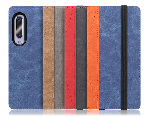 「Retro Series」AQUOS zero5G Basic用 バイカラー×レトロ　多収納ポケット付き 手帳型スマホケース