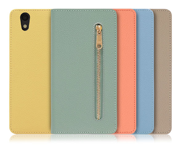 「Pocket Series」AQUOS sense/basic/sense lite用 便利なファスナー付きポケット搭載 手帳型スマホケース