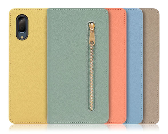 「Pocket Series」AQUOS sense3 plus用 便利なファスナー付きポケット搭載 手帳型スマホケース