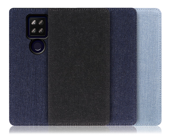 「Denim Series」AQUOS sense4plus用 丈夫なデニム素材 手帳型スマホケース