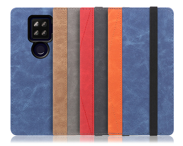 「Retro Series」AQUOS sense4plus用 バイカラー×レトロ　多収納ポケット付き 手帳型スマホケース
