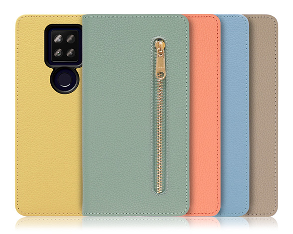 「Pocket Series」AQUOS sense4plus用 便利なファスナー付きポケット搭載 手帳型スマホケース