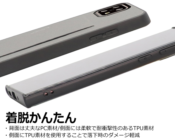 「Skin Slim-Slot Series」AQUOS zero6用 背面ポケット付き 上質PUレザー仕様 背面型ケース 4