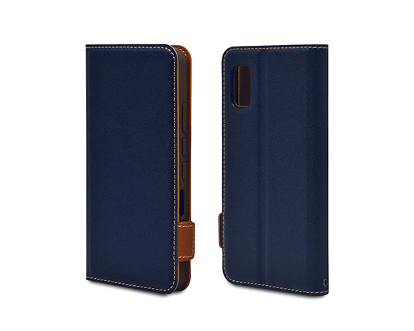 AQUOS wish/wish2 専用ケース 薄型サイドマグネット手帳 横型 NV×BR