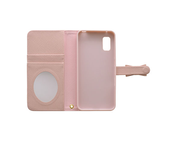 AQUOS wish/wish2 専用ケース 手帳型 リボンベルト手帳 横型 ライトピンク 2