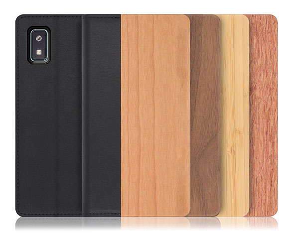 「Nature Series」AQUOS wish用 天然木使用 名入れ・柄入れ対応 手帳型スマホケース