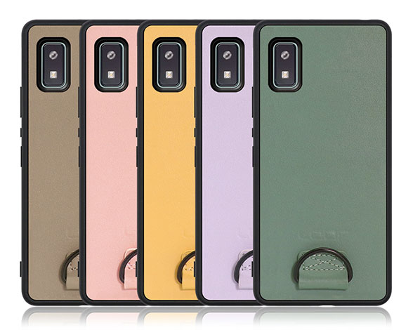 「Strap-Shell Series」AQUOS wish用 ネックストラップでアクティブに 厳選牛革なめし加工 背面型ケース