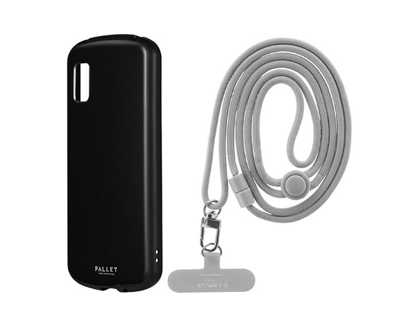AQUOS wish/wish2 超軽量・極薄・耐衝撃ハイブリッドケース「PALLET AIR STRAP」 ブラック (ショルダーストラップ付属)