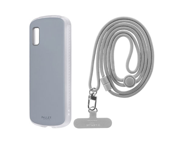 AQUOS wish/wish2 超軽量・極薄・耐衝撃ハイブリッドケース「PALLET AIR STRAP」 マットスカイグレー (ショルダーストラップ付属)