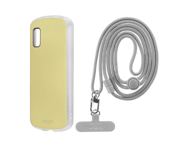 AQUOS wish/wish2 超軽量・極薄・耐衝撃ハイブリッドケース「PALLET AIR STRAP」 マットミモザイエロー (ショルダーストラップ付属)
