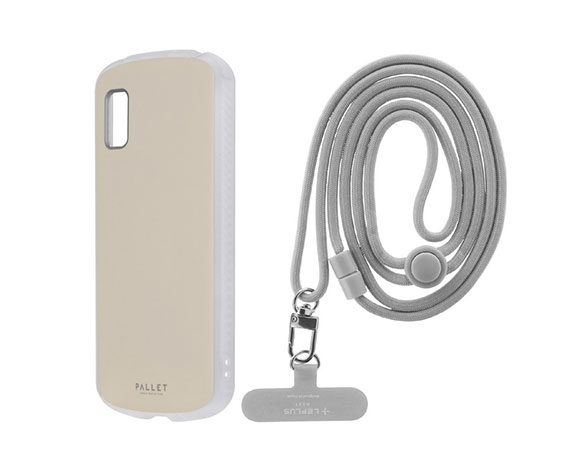 AQUOS wish/wish2 超軽量・極薄・耐衝撃ハイブリッドケース「PALLET AIR STRAP」 マットグレージュ (ショルダーストラップ付属)