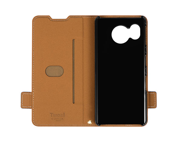 AQUOS sense7 SH-53C/SHG10 軽量PUレザーフラップケース「Twoal」 キャメル 3