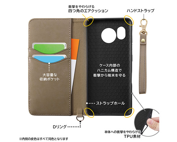 AQUOS sense7/耐衝撃 手帳型ﾚｻﾞｰｹｰｽ Raffine 3