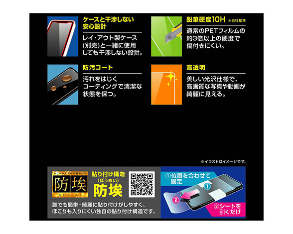 AQUOS sense7 ｶﾞﾗｽﾌｨﾙﾑ 防埃 10H 光沢 2