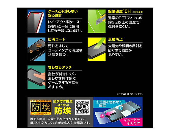 AQUOS sense7 ｶﾞﾗｽﾌｨﾙﾑ 防埃 10H 反射防止 2