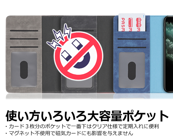 「Retro Series」AQUOS AQUOS sense7 plus用 バイカラー×レトロ　多収納ポケット付き 手帳型スマホケース 4
