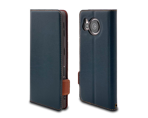 AQUOS sense7 専用ケース 薄型サイドマグネット手帳 横型 NV×BR