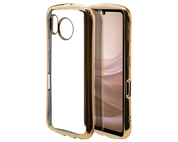 AQUOS sense7 専用ケース curve ソフトケース TPUメタルフレーム ゴールド