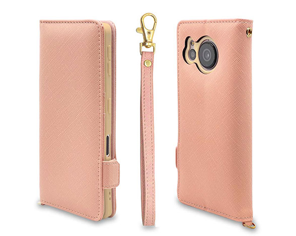 AQUOS sense7 専用ケース 手帳型 ハンドストラップ付き手帳 横型 PBE