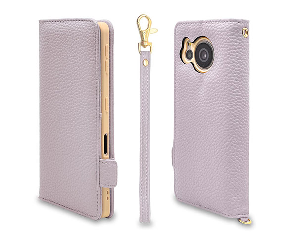 AQUOS sense7 専用ケース 手帳型 ハンドストラップ付き手帳 横型 lychee PU