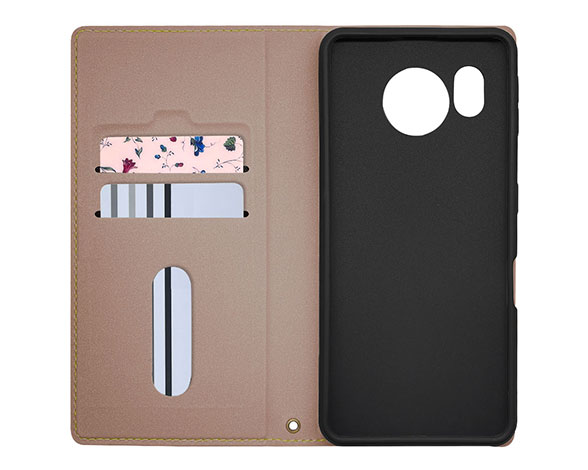 AQUOS sense7 専用ケース UTILE lychee 薄型フリップ手帳 横型 YE 2