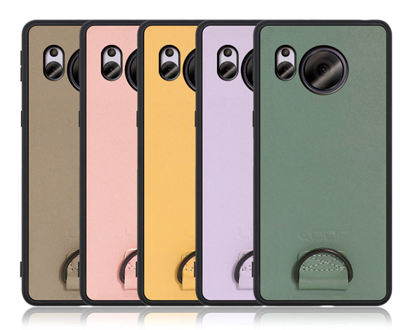 「Strap-Shell Series」AQUOS AQUOS sense7用 ネックストラップでアクティブに 厳選牛革なめし加工 背面型ケース