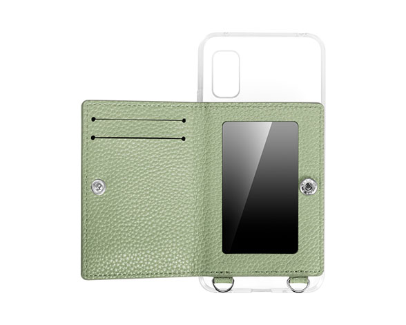 AQUOS wish3 SH-53D ショルダーストラップ付きレザーケース 「SHOULDER POCKET」 グリーン 2