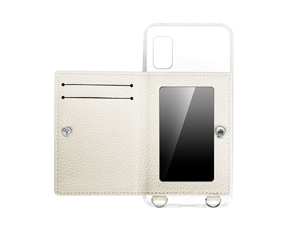 AQUOS wish3 SH-53D ショルダーストラップ付きレザーケース 「SHOULDER POCKET」 ホワイト 2