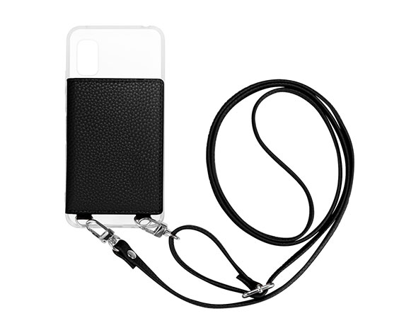 AQUOS wish3 SH-53D ショルダーストラップ付きレザーケース 「SHOULDER POCKET」 ブラック