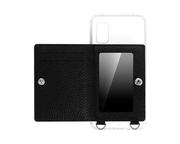 AQUOS wish3 SH-53D ショルダーストラップ付きレザーケース 「SHOULDER POCKET」 ブラック 2