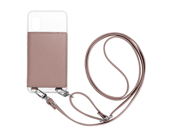 AQUOS wish3 SH-53D ショルダーストラップ付きレザーケース 「SHOULDER POCKET」 ピンク