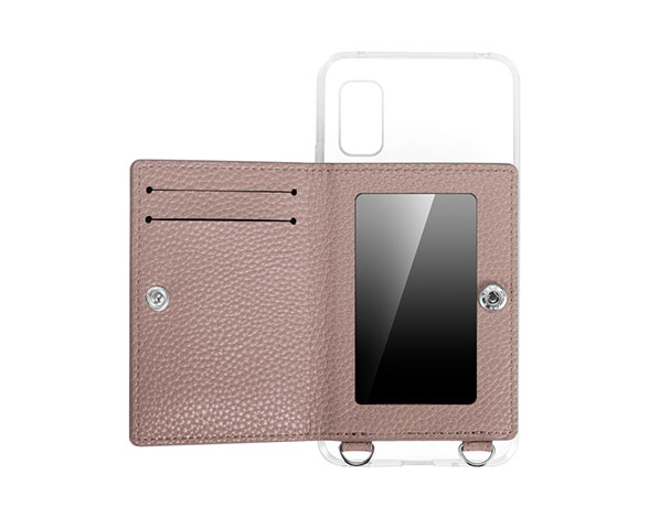 AQUOS wish3 SH-53D ショルダーストラップ付きレザーケース 「SHOULDER POCKET」 ピンク 2