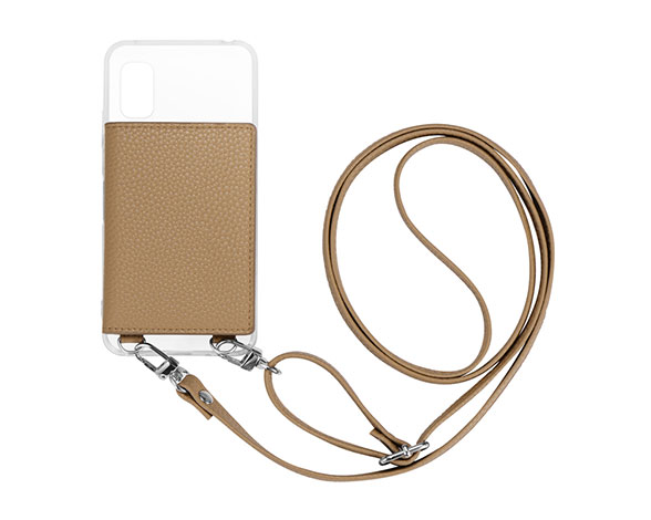 AQUOS wish3 SH-53D ショルダーストラップ付きレザーケース 「SHOULDER POCKET」 ベージュ