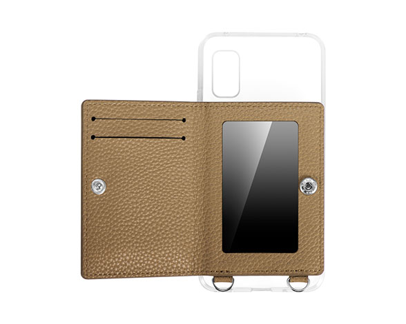 AQUOS wish3 SH-53D ショルダーストラップ付きレザーケース 「SHOULDER POCKET」 ベージュ 2