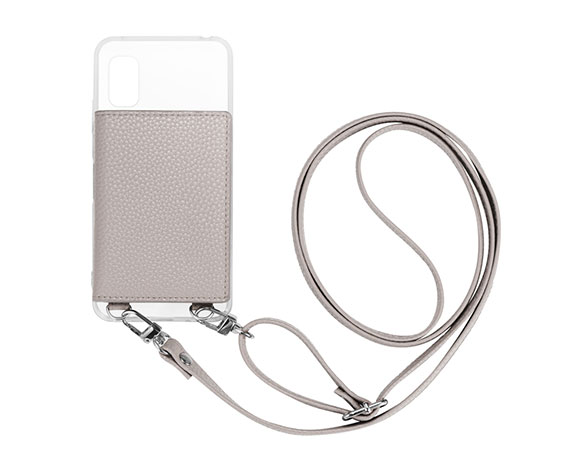 AQUOS wish3 SH-53D ショルダーストラップ付きレザーケース 「SHOULDER POCKET」 ライトグレー
