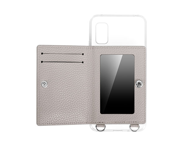 AQUOS wish3 SH-53D ショルダーストラップ付きレザーケース 「SHOULDER POCKET」 ライトグレー 2