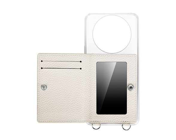 AQUOS R8 pro SH-51D ショルダーストラップ付きレザーケース 「SHOULDER POCKET」 ホワイト 2