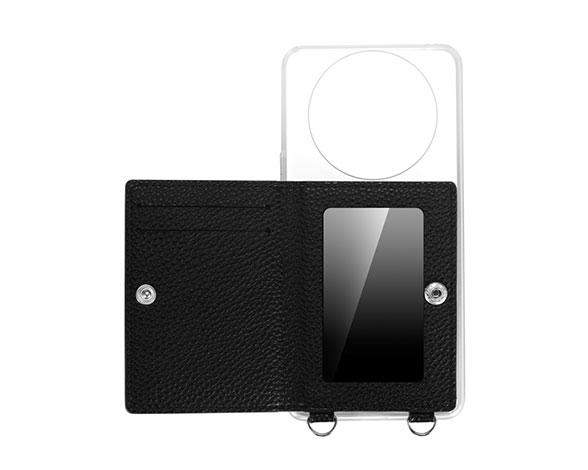 AQUOS R8 pro SH-51D ショルダーストラップ付きレザーケース 「SHOULDER POCKET」 ブラック 2