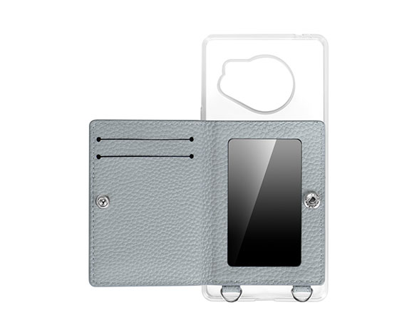 AQUOS R8 SH-52D ショルダーストラップ付きレザーケース 「SHOULDER POCKET」 ブルー 2